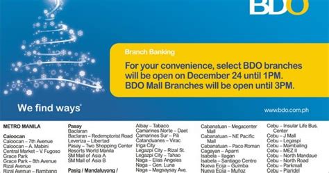 bdo opening hours|Branch ATM Locator .